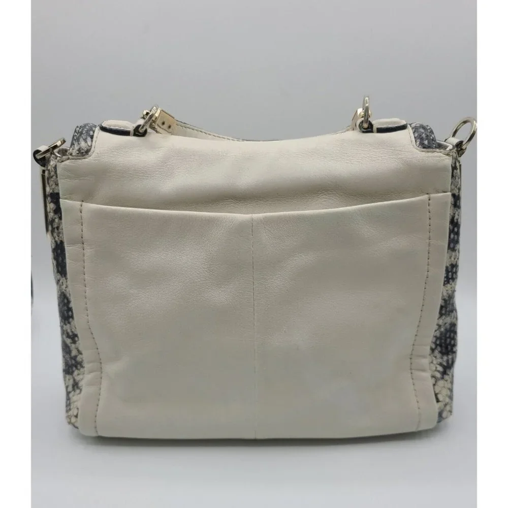COACH MADISON TWO TONE PYTHON EMBOSSED EXOTIC LEATHER SADIE FLAP SATCHEL 27849